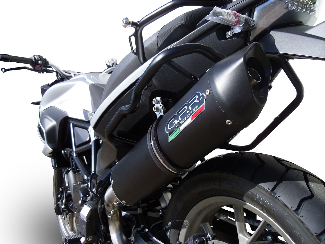 Pot echappement compatible avec Bmw F 700 Gs 2016-2018, Furore Evo4 Nero, Échappement légal, homologué,silencieux avec db killer amovible et tuyau de liaison spécifique 