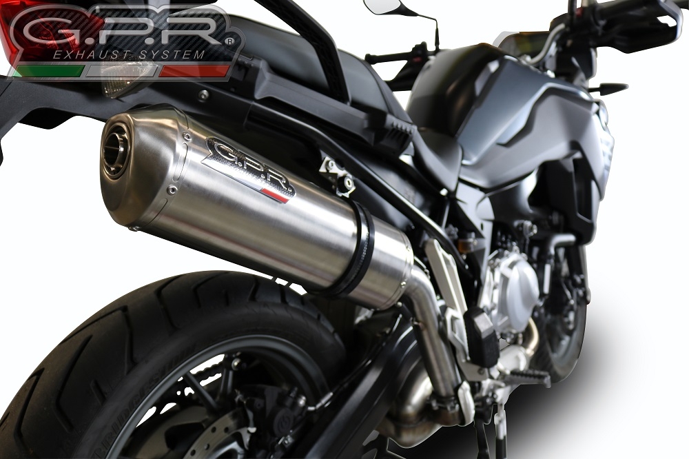 Pot echappement compatible avec Bmw F 750 Gs 2018-2020, Satinox, Échappement légal, homologué,silencieux avec db killer amovible et tuyau de liaison spécifique 