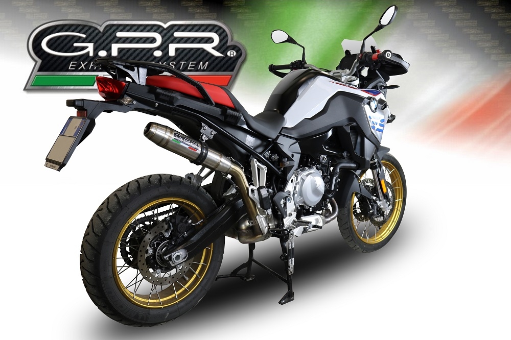 Pot echappement compatible avec Bmw F 850 Gs -Adventure 2018-2020, Deeptone Inox, Échappement légal, homologué,silencieux avec db killer amovible et tuyau de liaison spécifique 