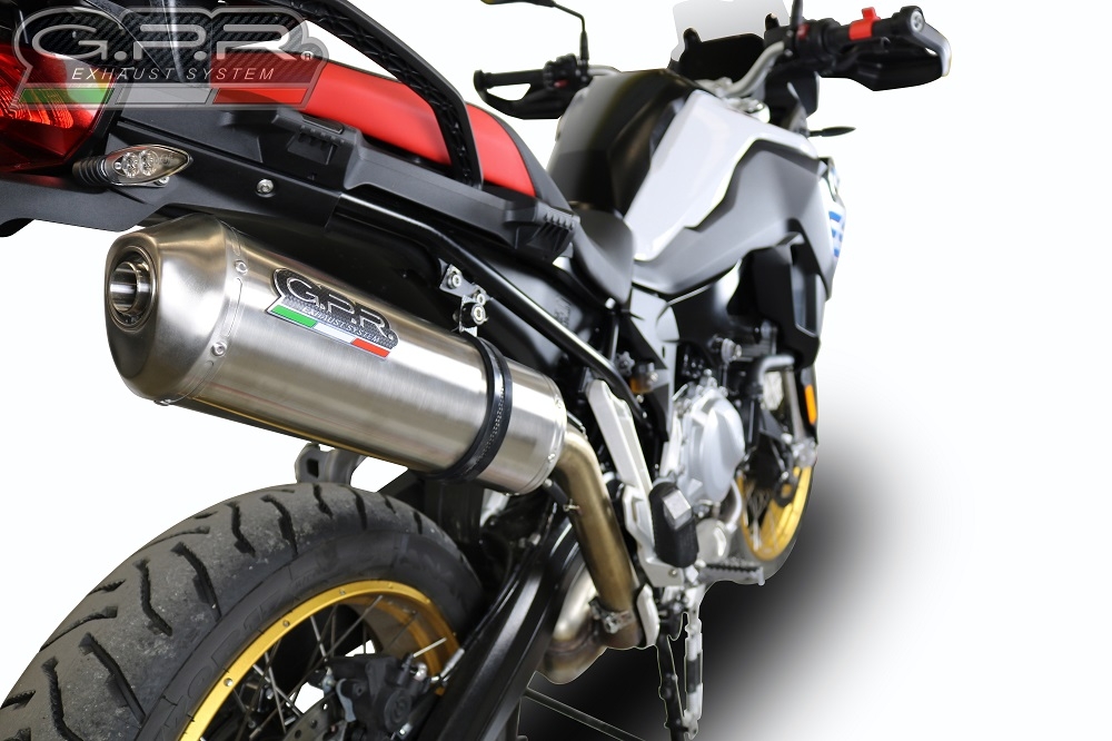 Pot echappement compatible avec Bmw F 850 Gs -Adventure 2021-2024, Satinox , Échappement légal, homologué,silencieux avec db killer amovible et tuyau de liaison spécifique 