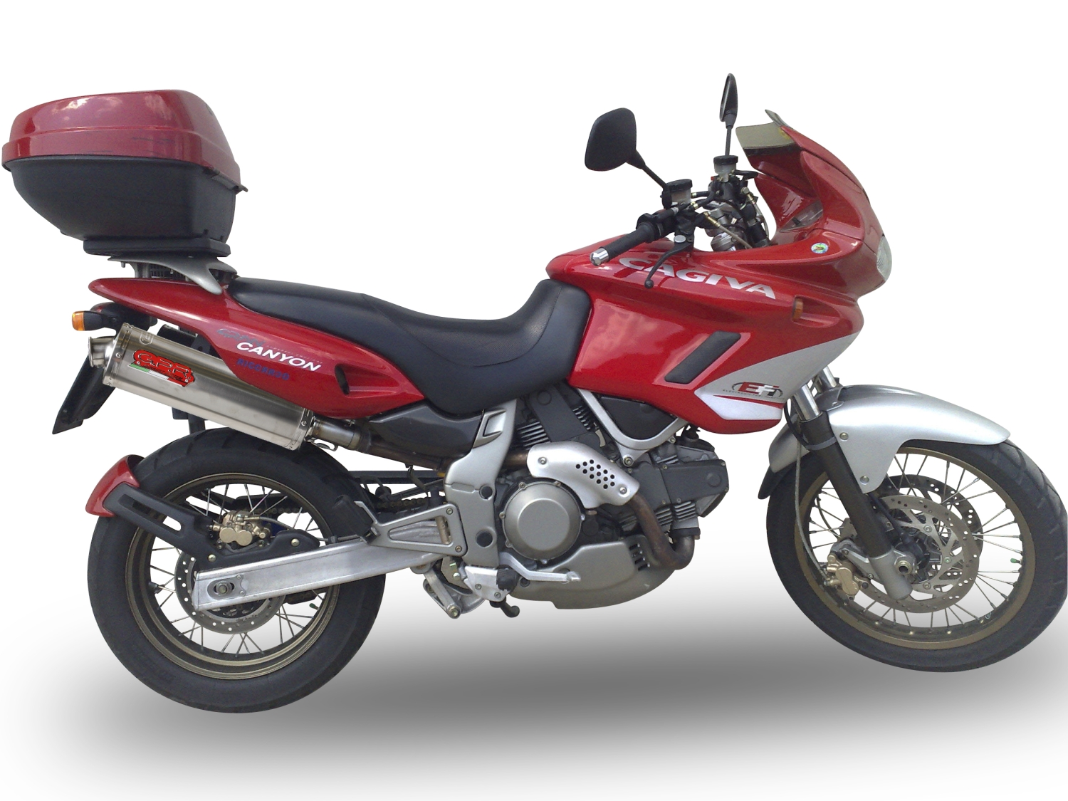 Pot echappement compatible avec Cagiva Gran Canyon 1998-2000, Trioval, Paire de pot d'échappement homologuées, livrées avec db killer amovible et raccords spécifiques 