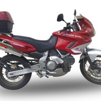 Pot echappement compatible avec Cagiva Gran Canyon 1998-2000, Trioval, Paire de pot d'échappement homologuées, livrées avec db killer amovible et raccords spécifiques 