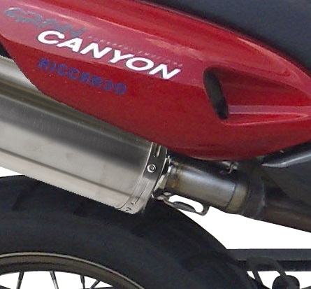 Pot echappement compatible avec Cagiva Gran Canyon 1998-2000, Furore Nero, Paire de pot d'échappement homologuées, livrées avec db killer amovible et raccords spécifiques 