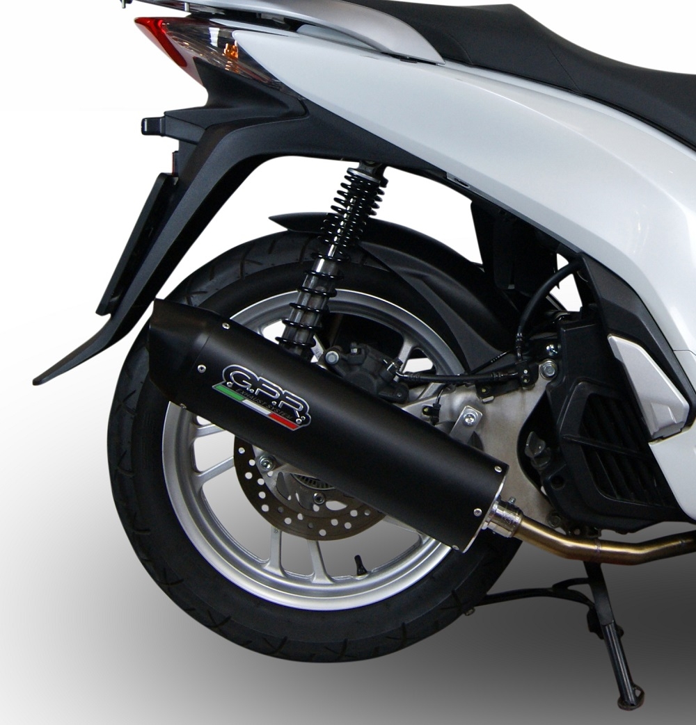 Pot echappement compatible avec Honda Dylan 150 2000-2006, Furore Nero, Homologué et légal, système d'échappement complet, avec db killer amovible 