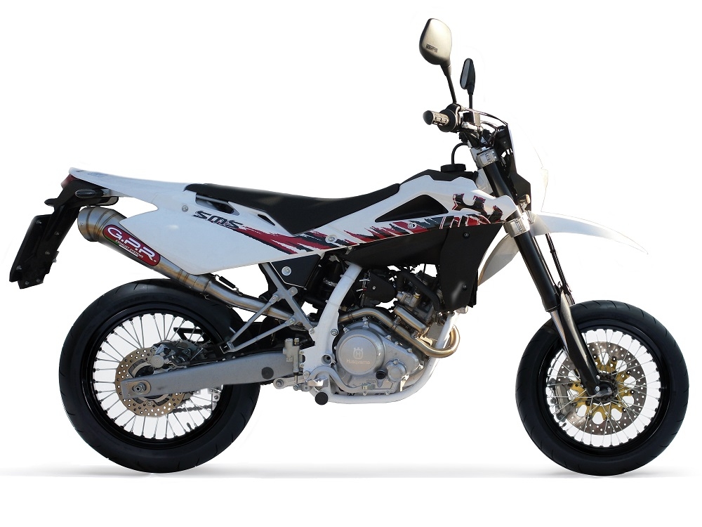 Pot echappement compatible avec Husqvarna Smr 125 4T 2011-2013, Powercone Evo, Homologué et légal, système d'échappement complet, avec db killer amovible 