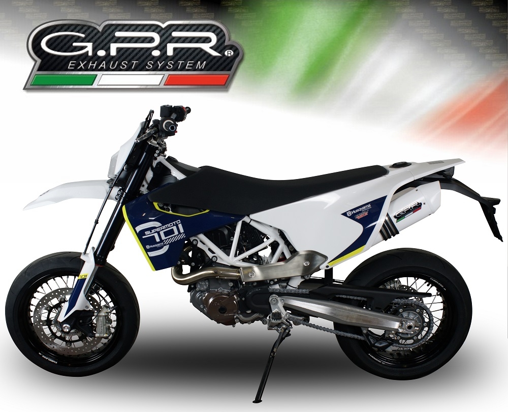 Pot echappement compatible avec Husqvarna Enduro 701 2015-2016, Albus Ceramic, Échappement légal, homologué,silencieux avec db killer amovible et tuyau de liaison spécifique 