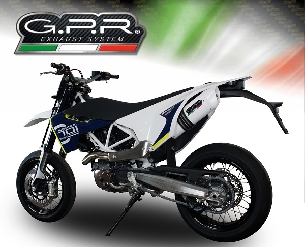 Pot echappement compatible avec Husqvarna Enduro 701 2015-2016, Albus Ceramic, Échappement légal, homologué,silencieux avec db killer amovible et tuyau de liaison spécifique 