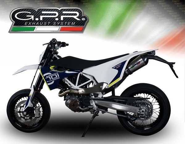 GPR exhaust compatible with  Husqvarna Enduro 701 2021-2024, New Grand Prix Evo Titanium, Slip-on exhaust including link pipe and removable db killer 