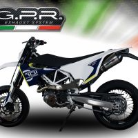GPR exhaust compatible with  Husqvarna Enduro 701 2021-2024, New Grand Prix Evo Titanium, Slip-on exhaust including link pipe and removable db killer 