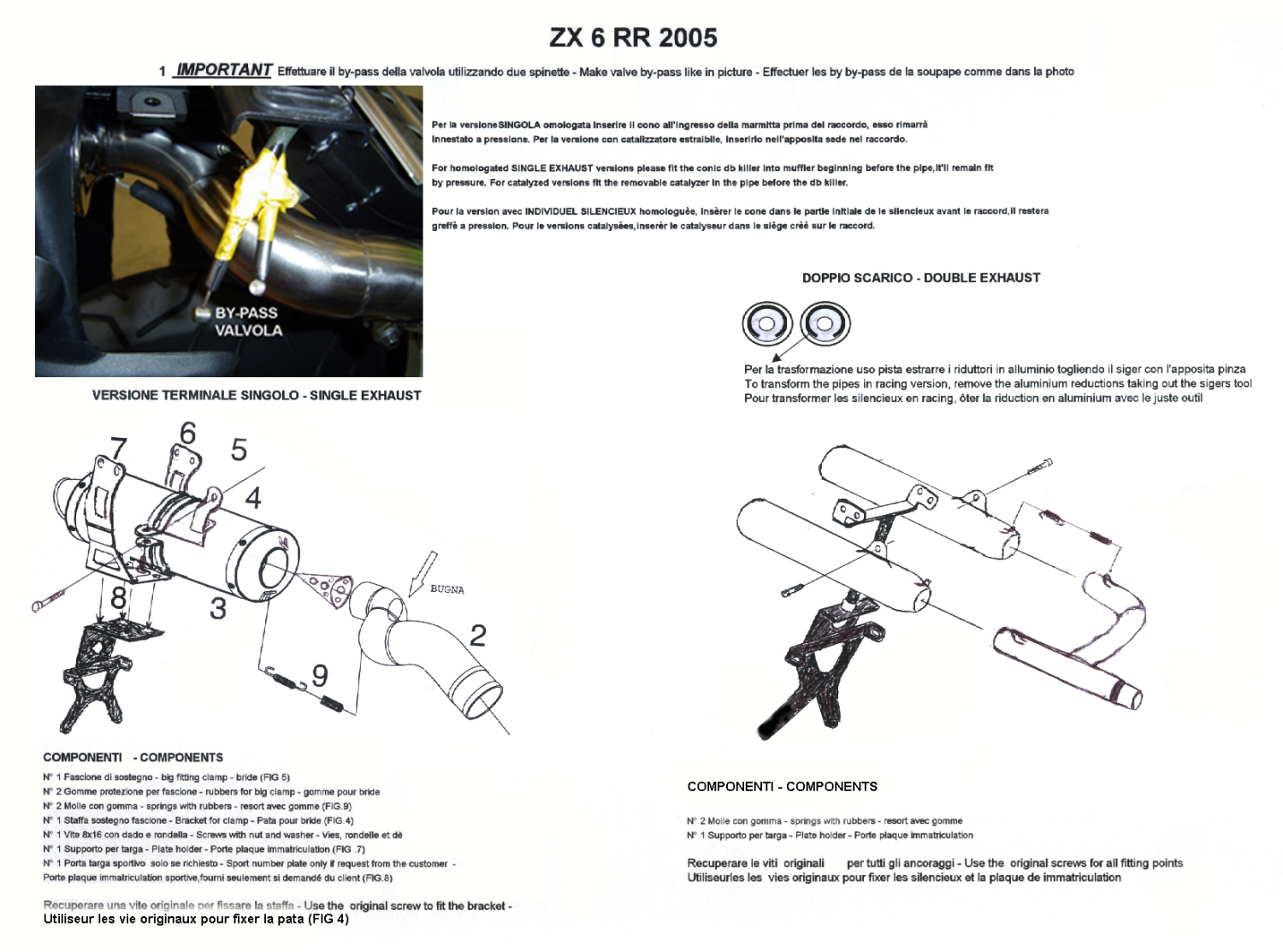 Pot echappement compatible avec Kawasaki Zx-6R 2005-2006, Deeptone Inox, Échappement légal, homologué,silencieux avec db killer amovible et tuyau de liaison spécifique 