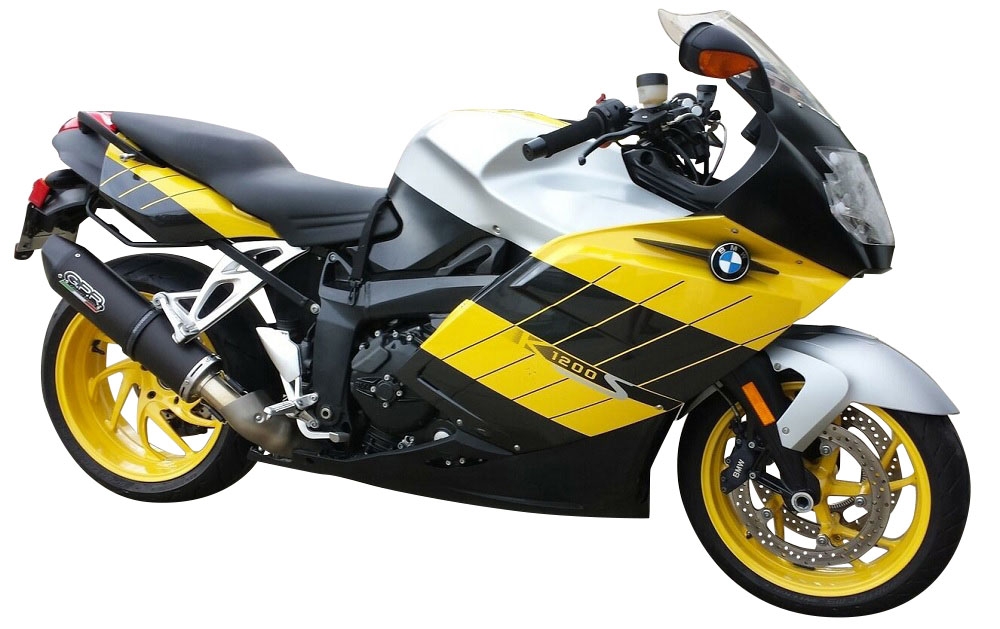 Pot echappement compatible avec Bmw K 1200 S -R 2004-2008, Furore Nero, Échappement légal, homologué,silencieux avec db killer amovible et tuyau de liaison spécifique 