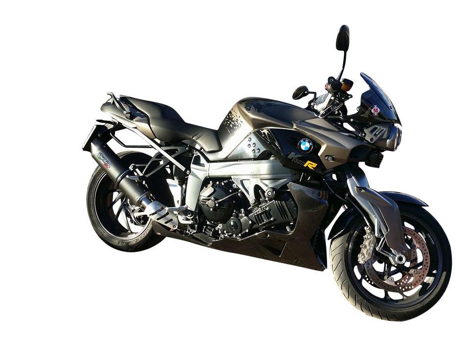 GPR exhaust compatible with  Bmw K1300S K1300R 2009-2014, Furore Nero, Slip-on exhaust including removable db killer, link pipe and catalyst,  EPA-compliant 