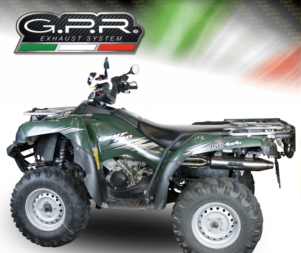 Pot echappement compatible avec Kawasaki KVF 750 2005-2011, Deeptone Atv, Homologué et légal, système d'échappement complet, avec db killer amovible 