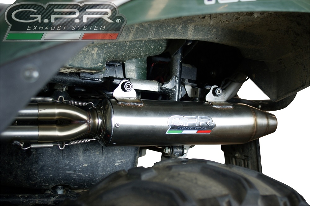 Pot echappement compatible avec Kawasaki KVF 750 2005-2011, Deeptone Atv, Homologué et légal, système d'échappement complet, avec db killer amovible 