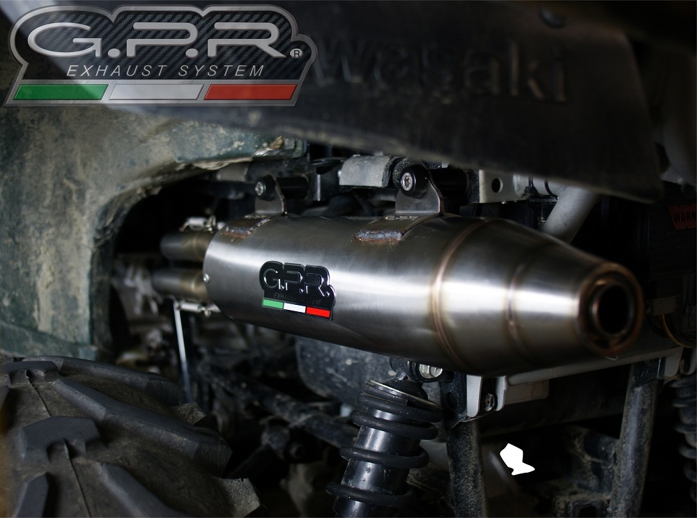 Pot echappement compatible avec Kawasaki KVF 750 2005-2011, Deeptone Atv, Homologué et légal, système d'échappement complet, avec db killer amovible 