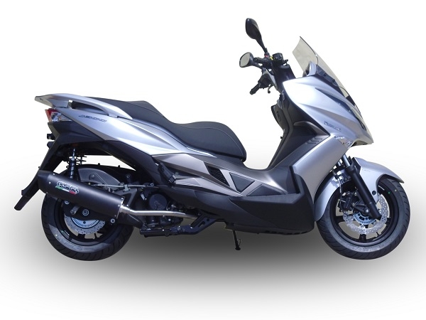 Pot echappement compatible avec Hyosung Comet 650 Gt - R 2004-2016, Furore Nero, Silencieux d'échappement, homologué, montage avec bride spécifique (bolt-on), avec db killer amovible 