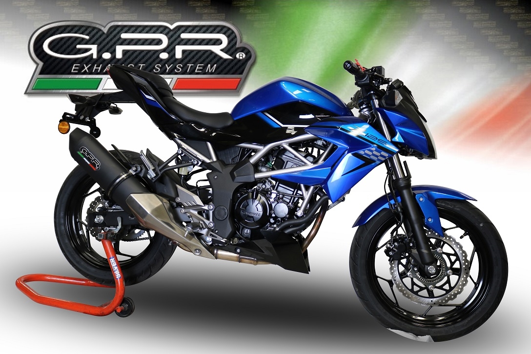 Pot echappement compatible avec Kawasaki Ninja 125 2021-2024, Furore Evo4 Nero, Échappement légal, homologué,silencieux avec db killer amovible et tuyau de liaison spécifique 