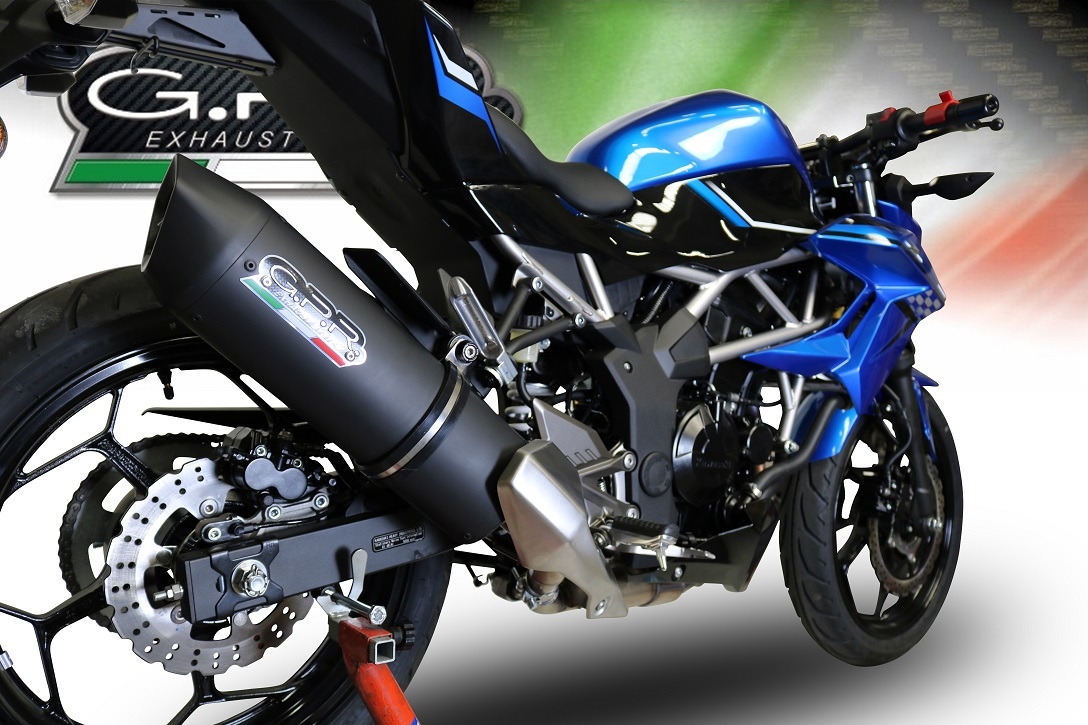 Pot echappement compatible avec Kawasaki Ninja 125 2021-2024, Furore Evo4 Nero, Échappement légal, homologué,silencieux avec db killer amovible et tuyau de liaison spécifique 