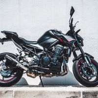 Pot echappement compatible avec Kawasaki Z 900 E 2017-2020, M3 Black Titanium, Échappement légal, homologué,silencieux avec db killer amovible et tuyau de liaison spécifique 