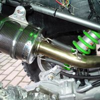 Pot echappement compatible avec Kawasaki Kfx 700 2004-2011, Deeptone Atv, Homologué et légal, système d'échappement complet avec double silencieaux, avec db killer amovible et collecteur spécifique 