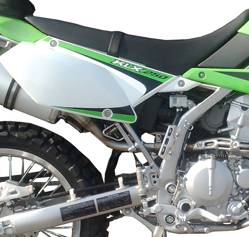 Pot echappement compatible avec Kawasaki KLX 250 SF 2009-2012, Furore Nero, Homologué et légal, système d'échappement complet, avec db killer amovible 