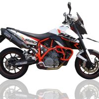 Pot echappement compatible avec Ktm Lc8 Smt 990 2008-2014, Furore Nero, Paire de pot d'échappement homologuées, montage avec brides spécifiques, livrées avec db killers amovible 
