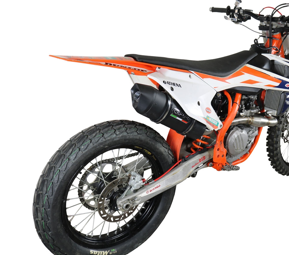 Pot echappement compatible avec Ktm SX-F 450 2016-2018, Furore Nero, Pot d'échappement complet racing, compris de collecteur et db killer amovible, sans homologation 
