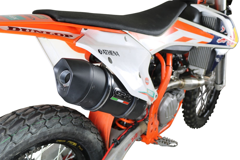 Pot echappement compatible avec Ktm SX-F 450 2016-2018, Furore Nero, Pot d'échappement complet racing, compris de collecteur et db killer amovible, sans homologation 