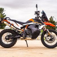 Pot echappement compatible avec Ktm Adventure 890 2021-2024, Deeptone Inox, Pot échappement racing, avec les tuyaux de liaison, article sans homologation 