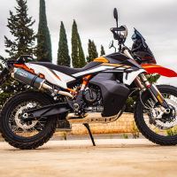 Pot echappement compatible avec Husqvarna Norden 901 2022-2024, Dual Poppy, Échappement légal, homologué,silencieux avec db killer amovible et tuyau de liaison spécifique 