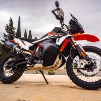 Pot echappement compatible avec Husqvarna Norden 901 2022-2024, Dual Poppy, Échappement légal, homologué,silencieux avec db killer amovible et tuyau de liaison spécifique 