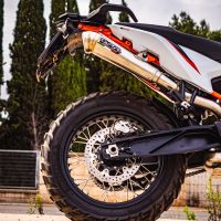 Pot echappement compatible avec Ktm Duke 890 2021-2024, Deeptone Inox, Pot échappement racing, avec les tuyaux de liaison, article sans homologation 