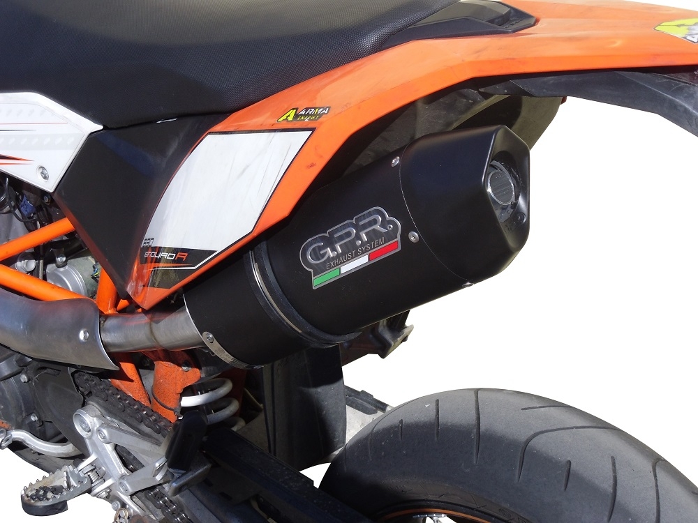 Pot echappement compatible avec Ktm Smc 690 R 2007-2016, Furore Nero, Échappement légal, homologué,silencieux avec db killer amovible et tuyau de liaison spécifique 
