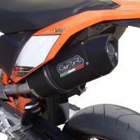 Pot echappement compatible avec Ktm Smc 690 R 2007-2016, Furore Nero, Échappement légal, homologué,silencieux avec db killer amovible et tuyau de liaison spécifique 