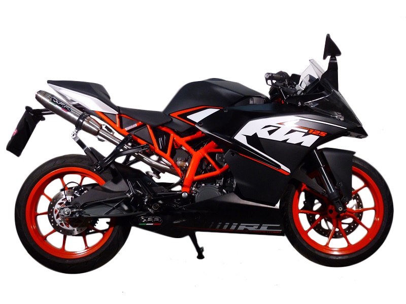 Pot echappement compatible avec Ktm Rc 200 2014-2021, Deeptone Inox, Pot échappement racing, avec les tuyaux de liaison, article sans homologation 