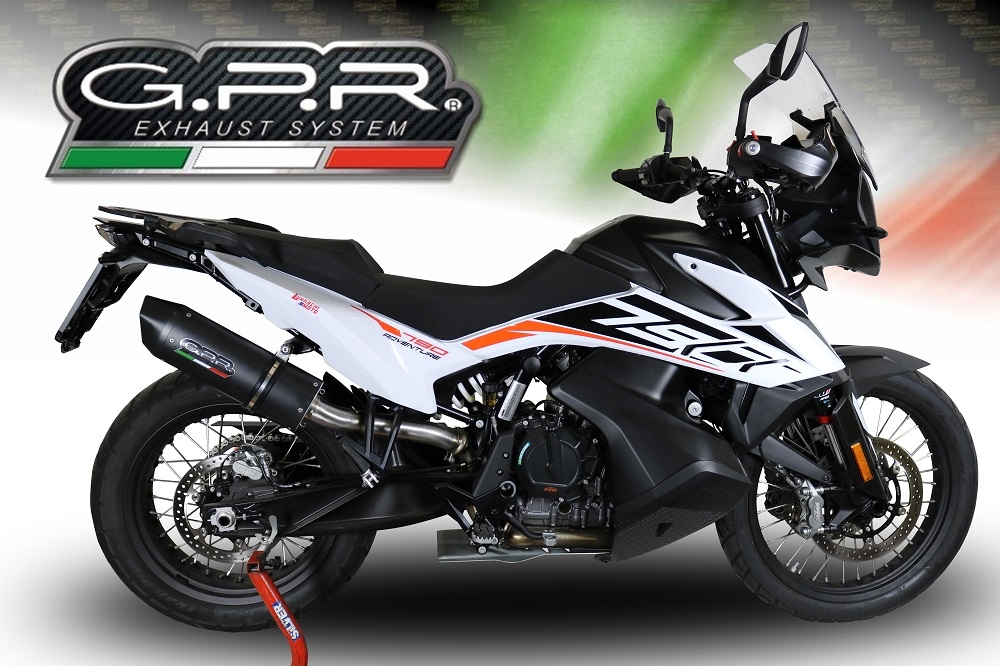 Pot echappement compatible avec Ktm Adventure 790 2021-2024, Furore Evo4 Nero, Échappement légal, homologué,silencieux avec db killer amovible et tuyau de liaison spécifique 