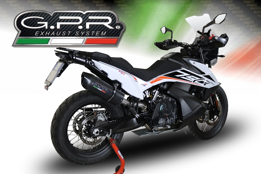 Pot echappement compatible avec Ktm Adventure 790 2021-2024, Furore Evo4 Nero, Échappement légal, homologué,silencieux avec db killer amovible et tuyau de liaison spécifique 