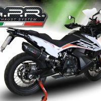 Pot echappement compatible avec Ktm Adventure 790 2021-2024, Furore Evo4 Nero, Échappement légal, homologué,silencieux avec db killer amovible et tuyau de liaison spécifique 