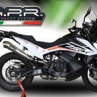 Pot echappement compatible avec Ktm Adventure 790 2021-2024, Powercone Evo, Échappement légal, homologué,silencieux avec db killer amovible et tuyau de liaison spécifique 