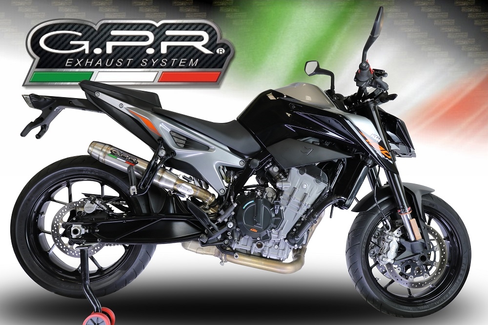Pot echappement compatible avec Ktm Duke 790 2021-2024, Deeptone Inox, Pot échappement racing, avec les tuyaux de liaison, article sans homologation 