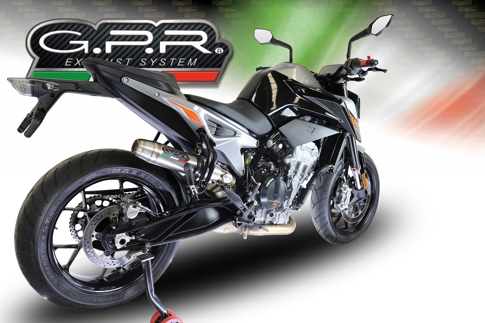 Pot echappement compatible avec Ktm Duke 790 2021-2024, Deeptone Inox, Pot échappement racing, avec les tuyaux de liaison, article sans homologation 