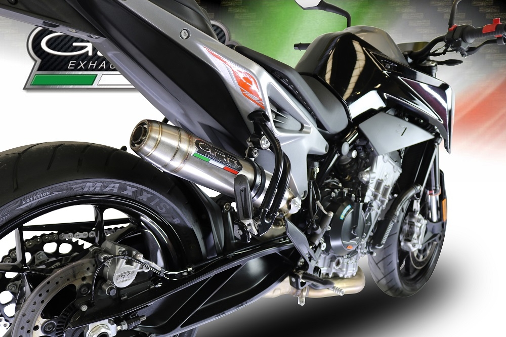 Pot echappement compatible avec Ktm Duke 790 2021-2024, Deeptone Inox, Pot échappement racing, avec les tuyaux de liaison, article sans homologation 