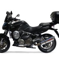 Pot echappement compatible avec Aprilia Mana 850 Gt 2007-2016, Trioval, Pot échappement homologué et légal, silencieux avec mi-collecteur y db killer amovible 