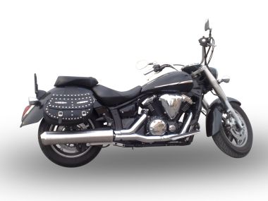 Pot echappement compatible avec Yamaha Xvs 1300 Midnight Star 2006-2014, Inox Oval Bomb, Échappement légal, homologué,silencieux avec db killer amovible et tuyau de liaison spécifique 