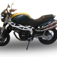 Pot echappement compatible avec Moto Morini Sport 1200 2008-2010, Powercone Evo, Paire de pot d'échappement homologuées, livrées avec db killer amovible et raccords spécifiques 