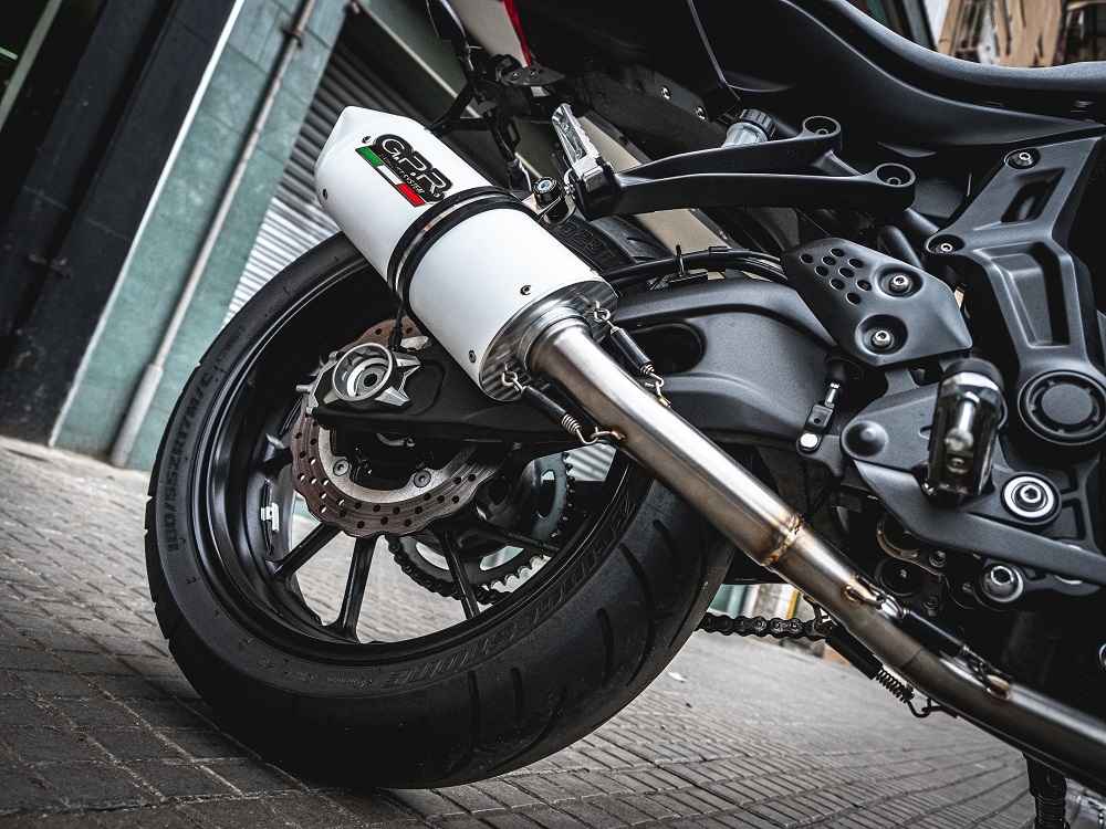 Pot echappement compatible avec Yamaha Mt-07 2014-2016, Albus Ceramic, Homologué et légal, système d'échappement complet, avec db killer amovible 