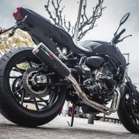 Pot echappement compatible avec Yamaha Tracer 700 2016-2019, M3 Black Titanium, Pot échappement complet, non légal pour les pays de l'UE, avec db killer amovible 