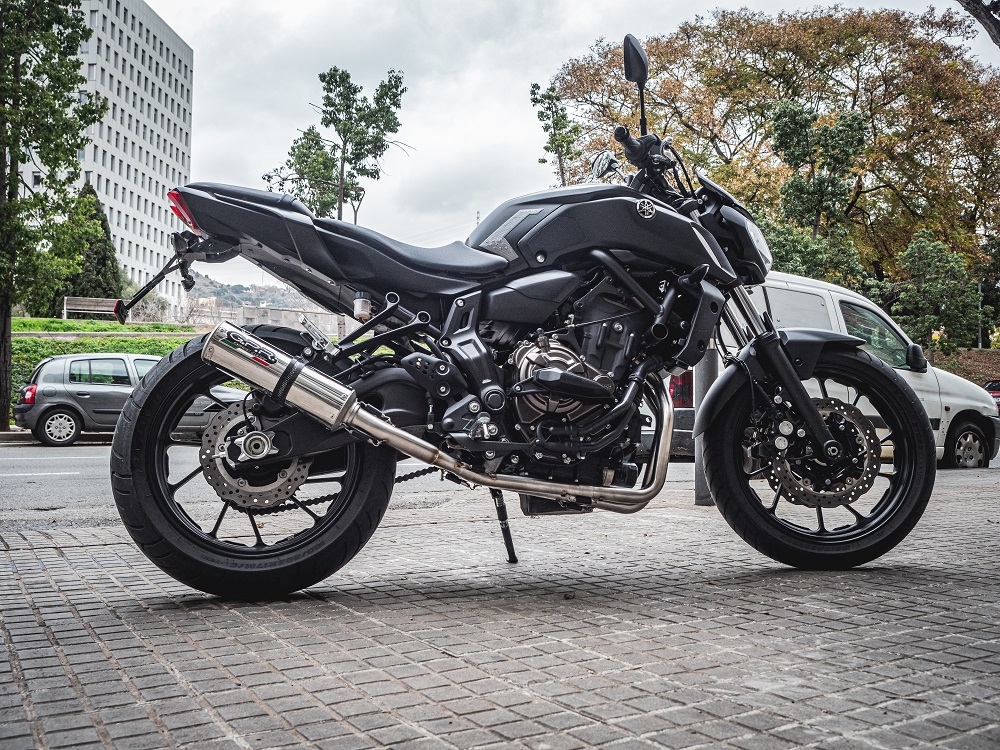 Pot echappement compatible avec Yamaha Mt-07 2014-2016, M3 Inox , Homologué et légal, système d'échappement complet, avec db killer amovible 
