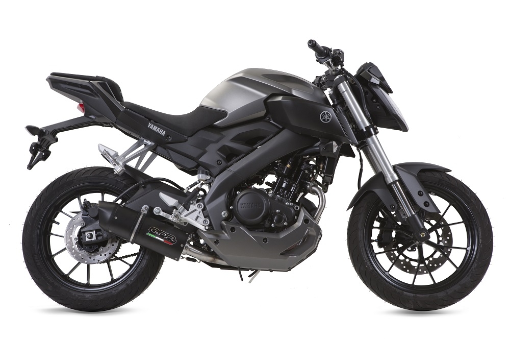 Pot echappement compatible avec Yamaha Mt 125 2017-2019, Furore Nero, Pot échappement complet, non légal pour les pays de l'UE, avec db killer amovible 