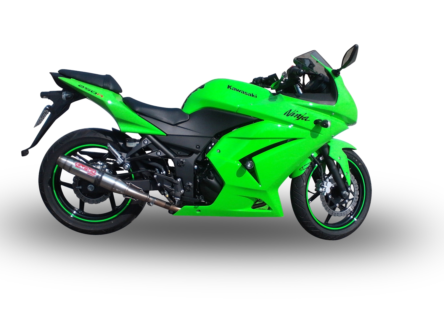 Pot echappement compatible avec Kawasaki Ninja 250 R 2007-2016, Deeptone Inox, Pot échappement racing, avec les tuyaux de liaison, article sans homologation 